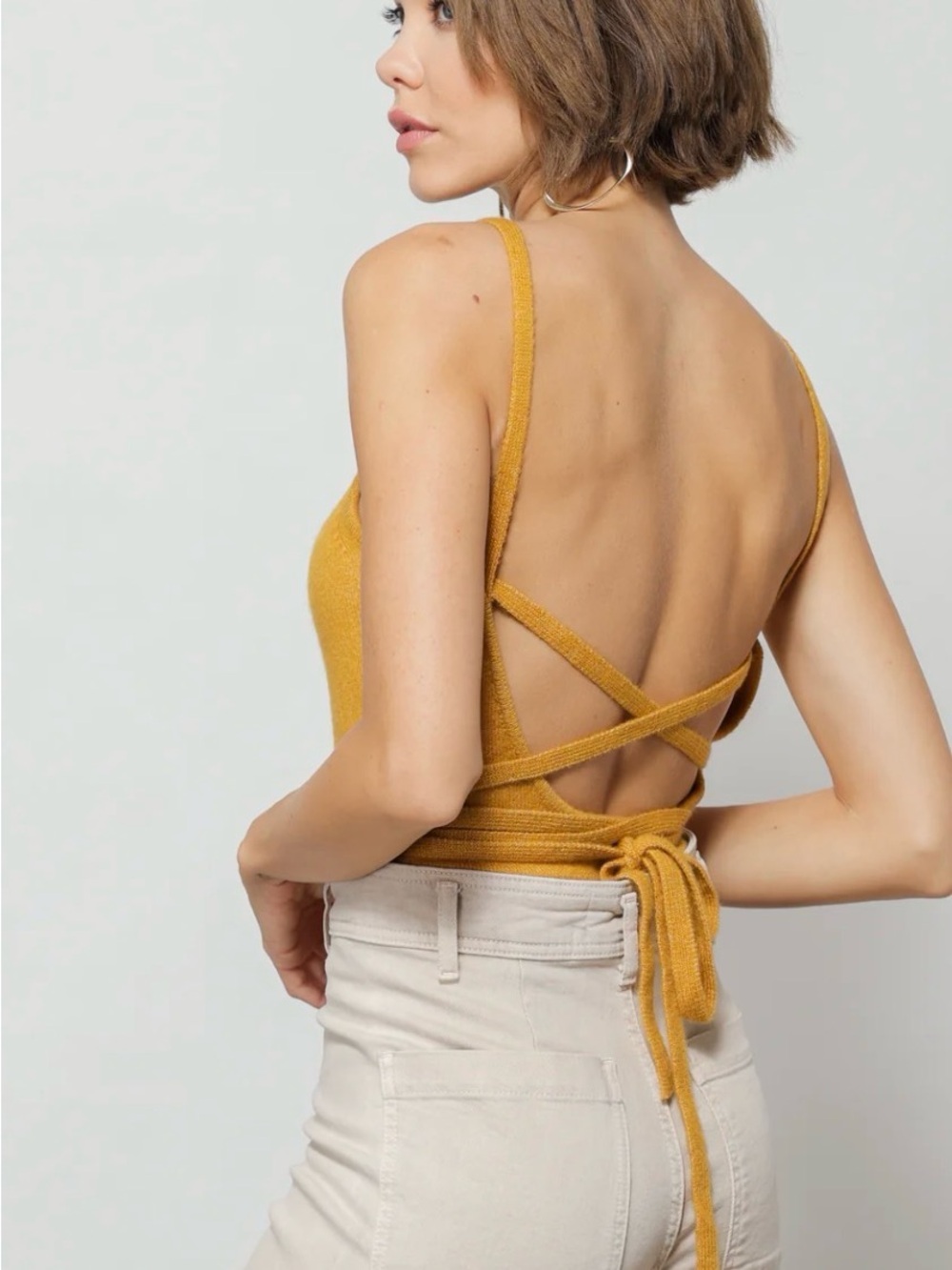 Line & Dot Merigold Megan Wrap Sweater Crop Top